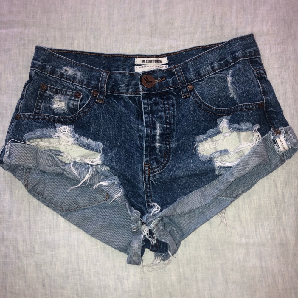 One Teaspoon Distressed Jean Shorts